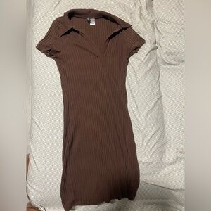 H&M Divided Chocolate Ribbed Dress